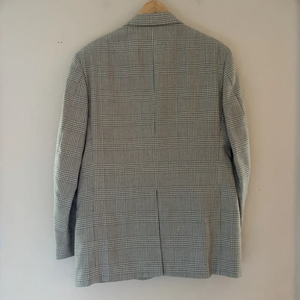 Vintage Orvis Mens Houndstooth Plaid Size 42R Gray Wool USA Sport Coat Career